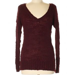 AE Small NWOT Burgundy Maroon V Neck Sparkly Shiny